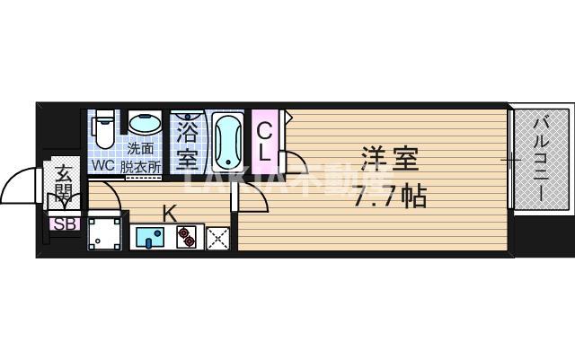 レジュールアッシュ南堀江(1K/9階)の間取り写真