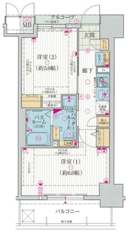 エステムプラザ大阪城パークフロント(2K/10階)の間取り写真