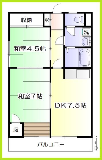 アクイライーコス(2DK/5階)の間取り写真