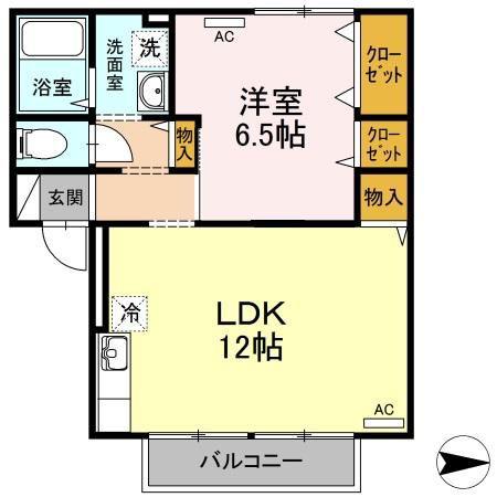 セジュールK(1LDK/2階)の間取り写真