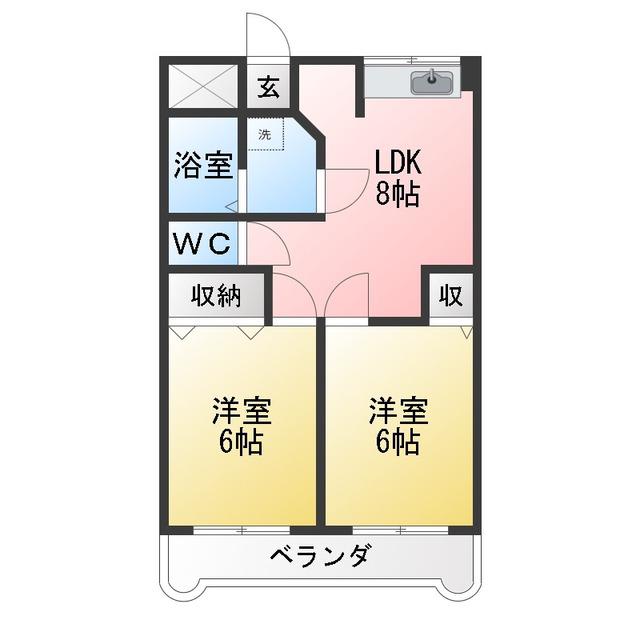 アドバンス132(2DK/2階)の間取り写真