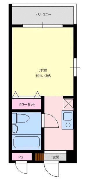 ドミール洋光台(1K/2階)の間取り写真