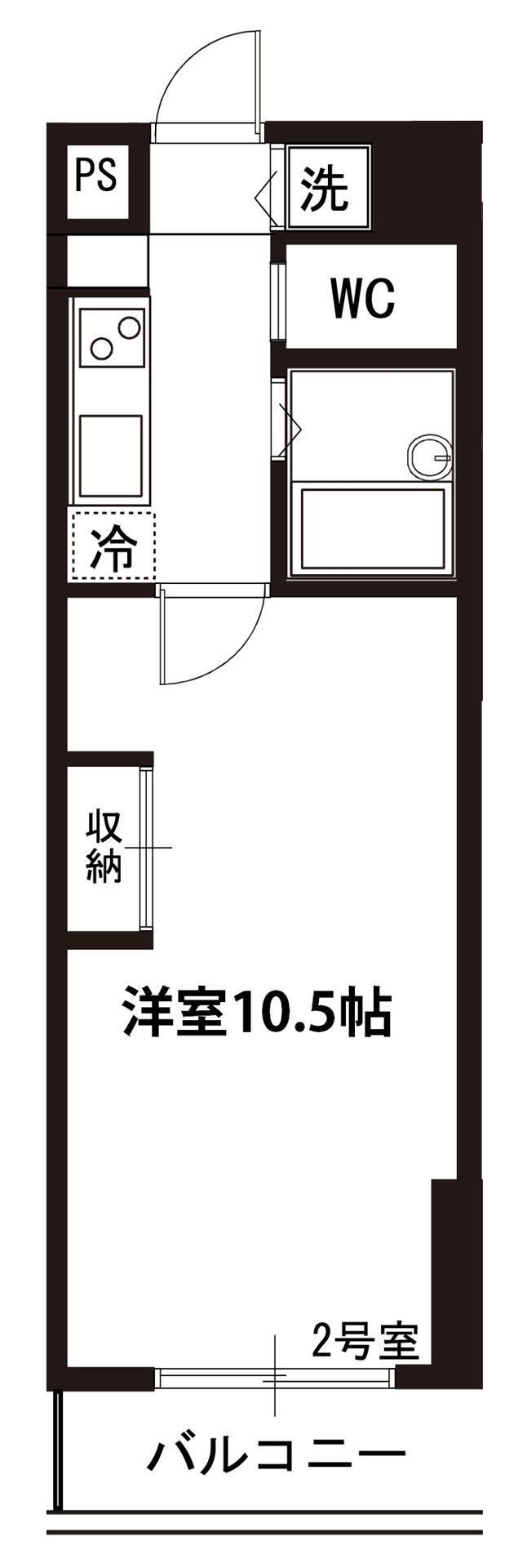 志幸77ノース SQUARE(1K/2階)の間取り写真