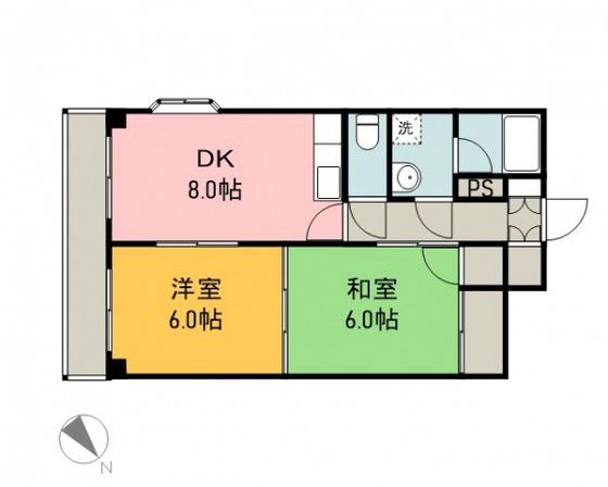 シャインハウスD棟(2LDK/3階)の間取り写真