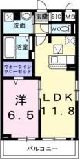 ココ シュシュ(1LDK/1階)の間取り写真