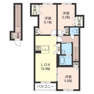 コーラルリーフA(3LDK/2階)の間取り写真