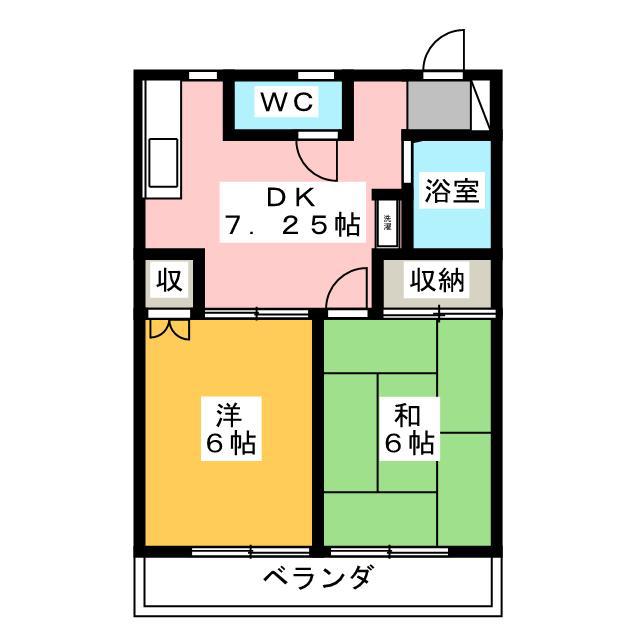 レジデンスジュンI(2DK/2階)の間取り写真