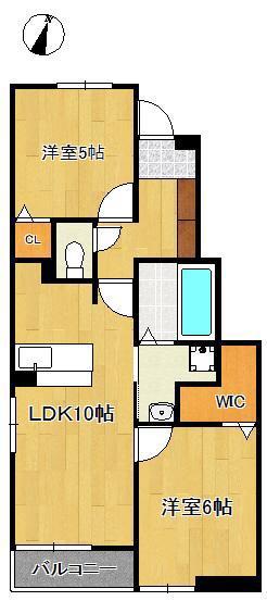 ロータス水巻3(2LDK/1階)の間取り写真