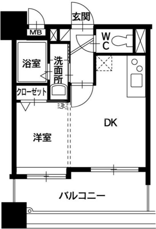 ベールメトロ姪浜(1DK/8階)の間取り写真