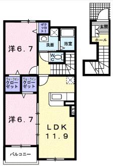リバーバンクガーデン(2LDK/2階)の間取り写真