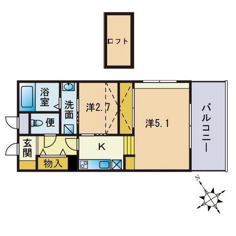 ヴィスティス02天神南(1DK/4階)の間取り写真