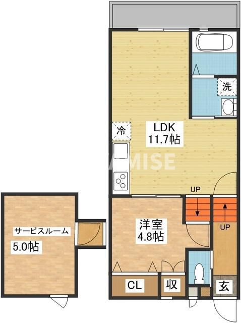 MODERN PALAZZO ノース赤迫A棟(1SLDK/1階)の間取り写真