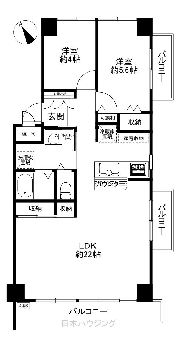 秀和大倉山レジデンス(2LDK/2階)の間取り写真