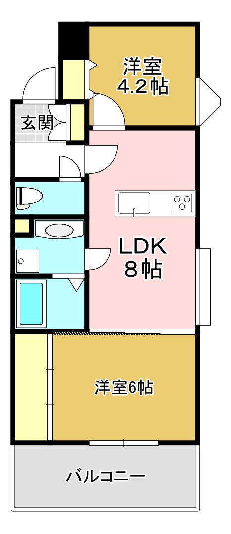 レジェンド桜(2DK/4階)の間取り写真