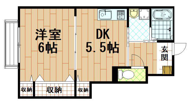 ソレジオ武村V(1DK/1階)の間取り写真