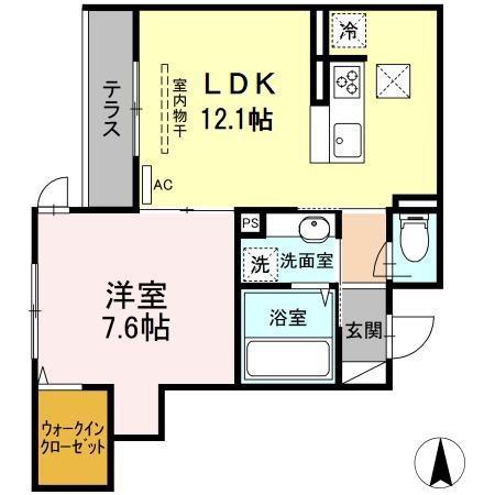 クローリス(1LDK/1階)の間取り写真