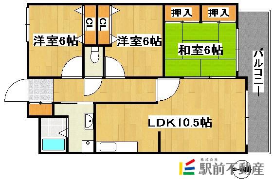 シンフォニィ西新(3LDK/2階)の間取り写真