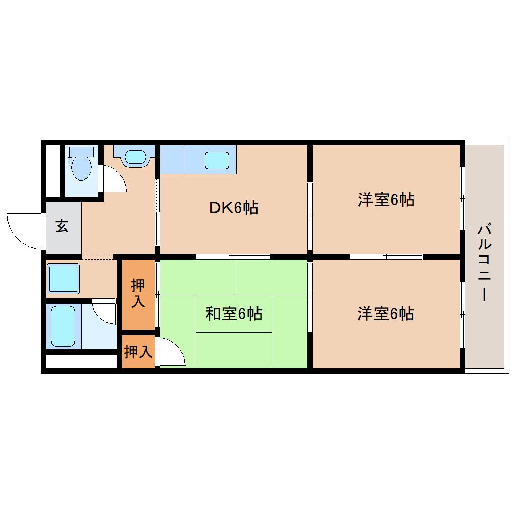 新町ロイヤルハイツ(3DK/4階)の間取り写真