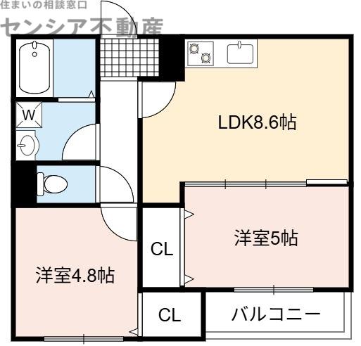 EIJU蒲生4丁目(2LDK/1階)の間取り写真