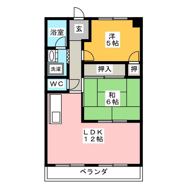 サンビレッジ中津川I(2LDK/3階)の間取り写真
