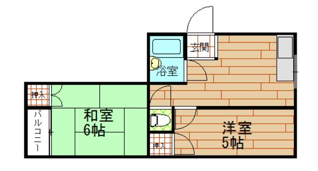 千鳥橋第一RSビル(2DK/5階)の間取り写真