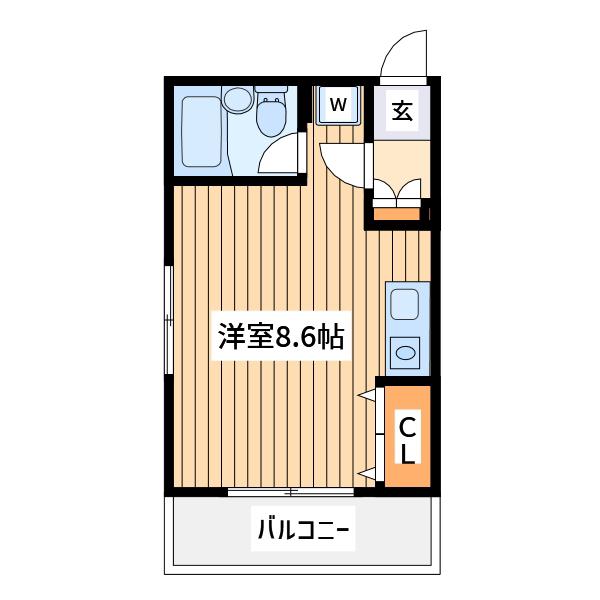 ベルツリー淵野辺(ワンルーム/1階)の間取り写真
