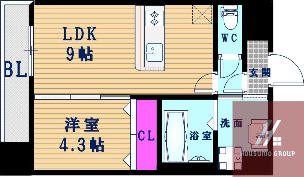 フォーゼ舟橋町(1LDK/7階)の間取り写真