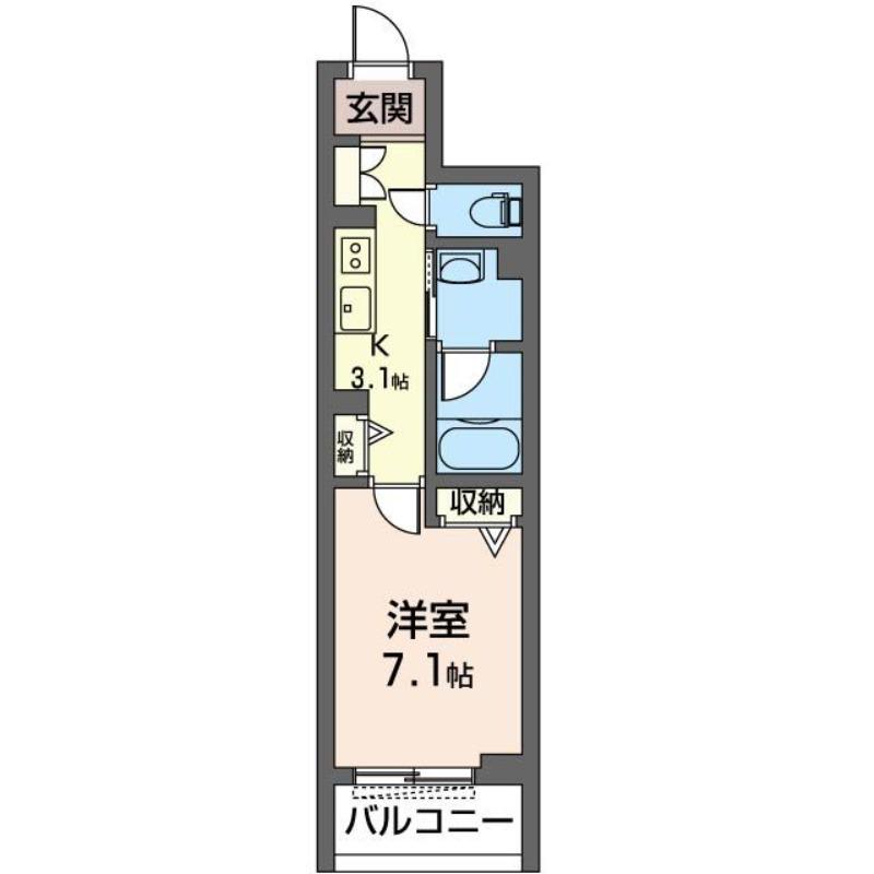 ヴィヴァーチェさいたま新都心(1K/1階)の間取り写真