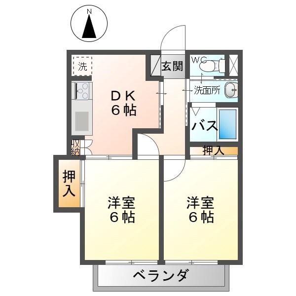 リッチイズミダ(2DK/1階)の間取り写真