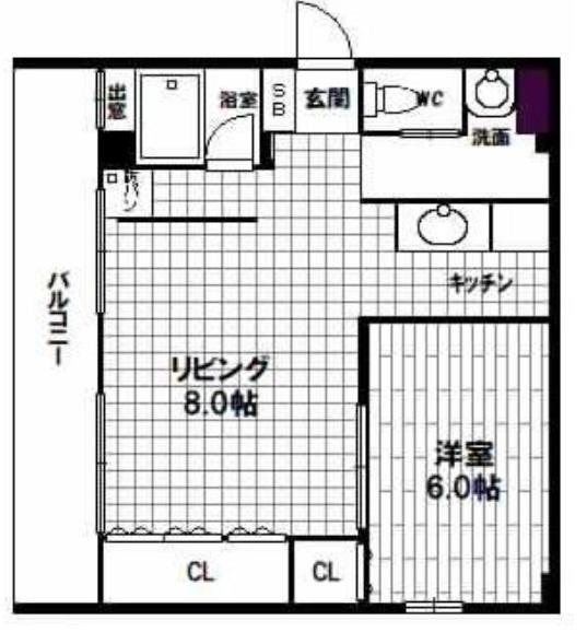 グランドハイツ浜甲子園(1LDK/2階)の間取り写真