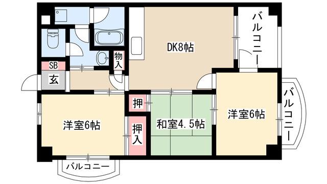 パーク南明(2LDK/5階)の間取り写真