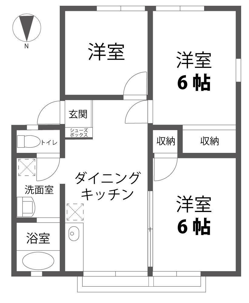 ベルメゾン西市B(3DK/1階)の間取り写真