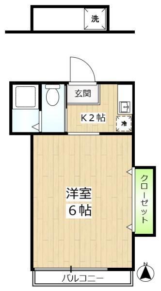 美幸荘(1K/2階)の間取り写真