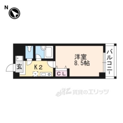 クローバーハイツⅢ(1K/8階)の間取り写真