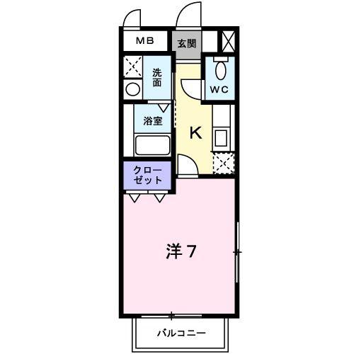 ソレイユむつみ(1K/2階)の間取り写真