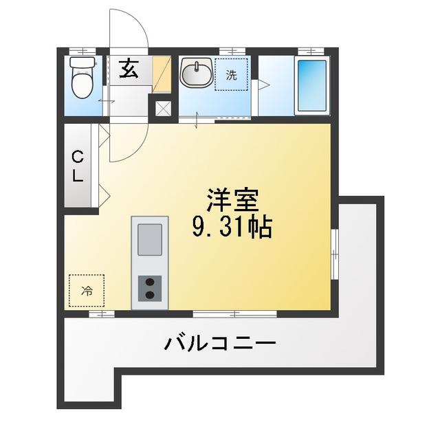 戸塚町計画(ワンルーム/3階)の間取り写真