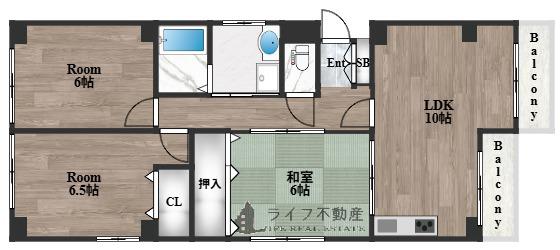 ヴェナビスタ石切(3LDK/2階)の間取り写真