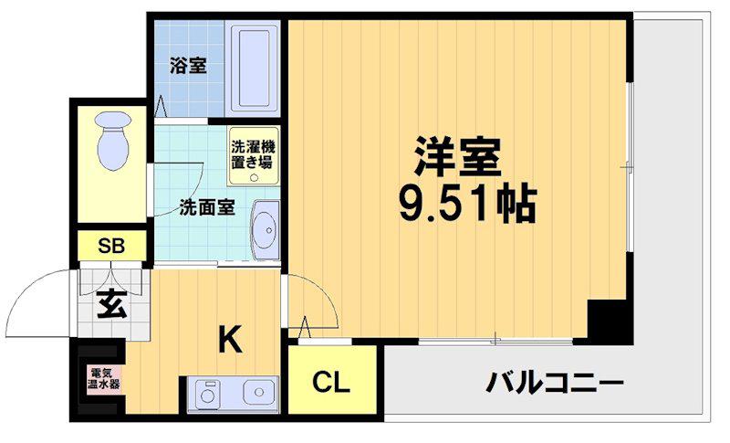 エリーフラッツ上桂(1K/3階)の間取り写真