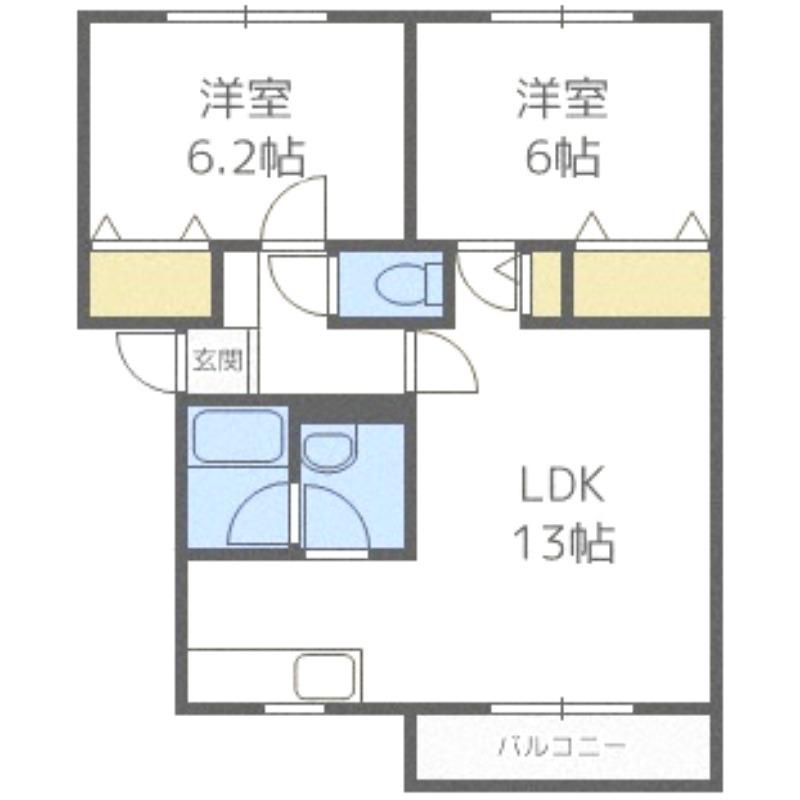 PINO 弐番館(2LDK/2階)の間取り写真
