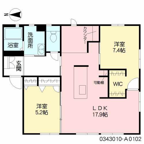 NEWディアスM(2LDK/1階)の間取り写真