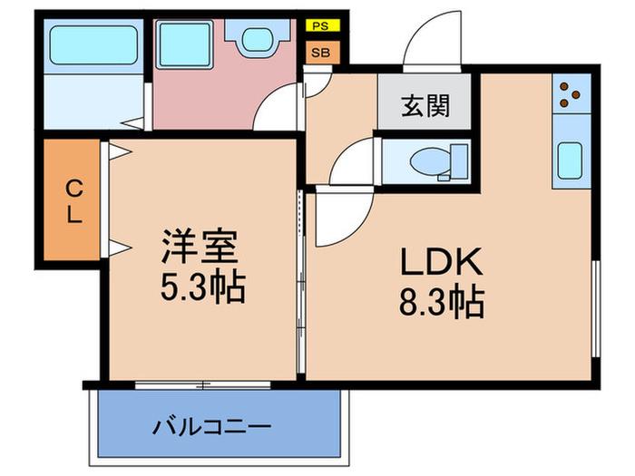 クリエオーレ長橋(1LDK/2階)の間取り写真