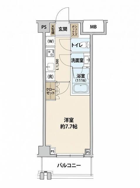 スカイコートグレイス調布(1K/4階)の間取り写真