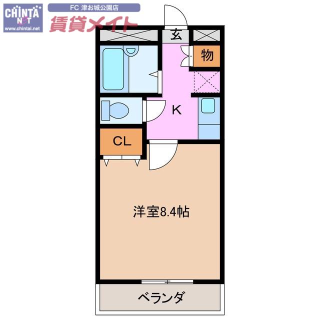 ユーハウス津(1K/1階)の間取り写真
