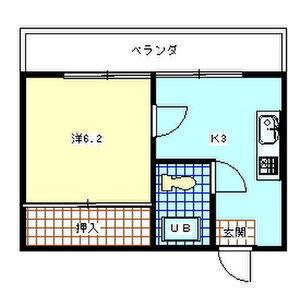 ラフィーネ昭島(1K/2階)の間取り写真