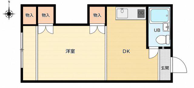 平岸ロイヤルハイツ(ワンルーム/2階)の間取り写真