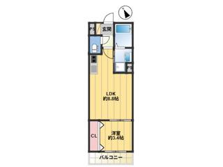 グリッター香椎(1LDK/1階)の間取り写真