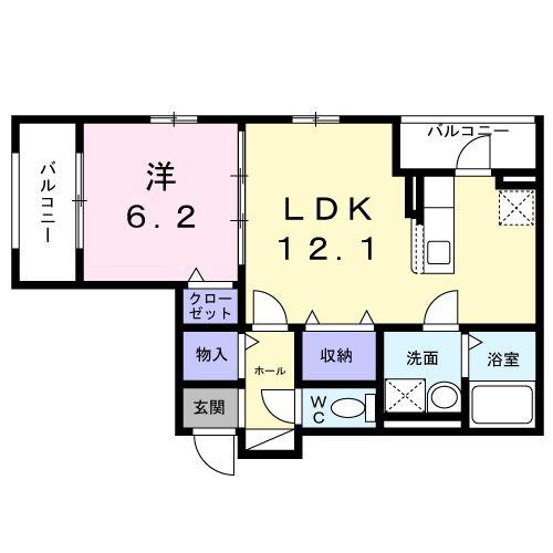 フォレスト クレーン(1LDK/3階)の間取り写真