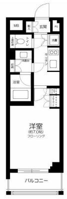 グランスイート東京マークス(1K/2階)の間取り写真