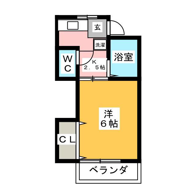 セカンド・ハイツ(1K/2階)の間取り写真