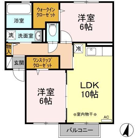 セブンフィールドA(2LDK/2階)の間取り写真